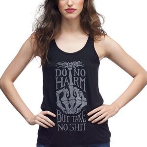 Human Unlimited Black Graphic Tank Top - Do No Harm Print NWOT